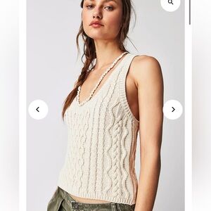 Free People High Tide Cable Tank In Ivory